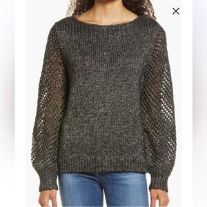 Tommy Bahama Shimmer Balloon Sleeve Sweater Black Size Small New